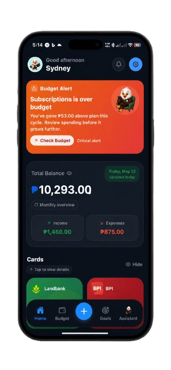 Dashboard app screen